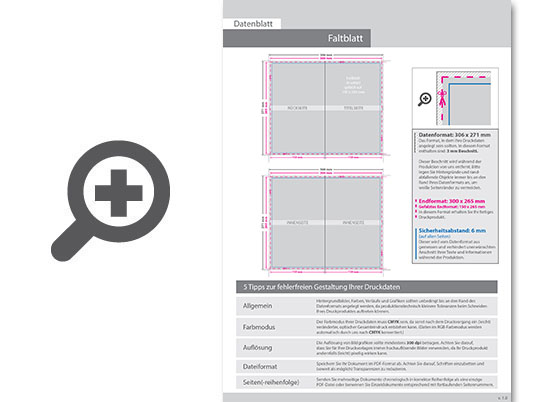 Product Bild faltblatt__gefalzt_auf_26_5_cm_x_15_0_cm__4-seiter__beidseitig_bedruckt_(4_4_farbig_+_1_sonderfarbe_hks)