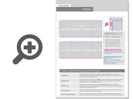 Product Bild faltblatt__gefalzt_auf_din_a6_quer__6-seiter_(2-bruch_fensterfalz)_inkl__schutzlack_mit_antimikrobieller_wirkung