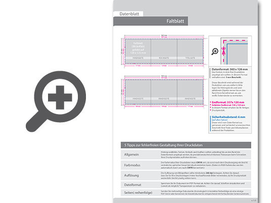 Product Bild hochglanz-uv-lack_faltblatt__gefalzt_auf_quadrat_12_0_cm_x_12_0_cm__vertikaler_wickelfalz__6-seitig