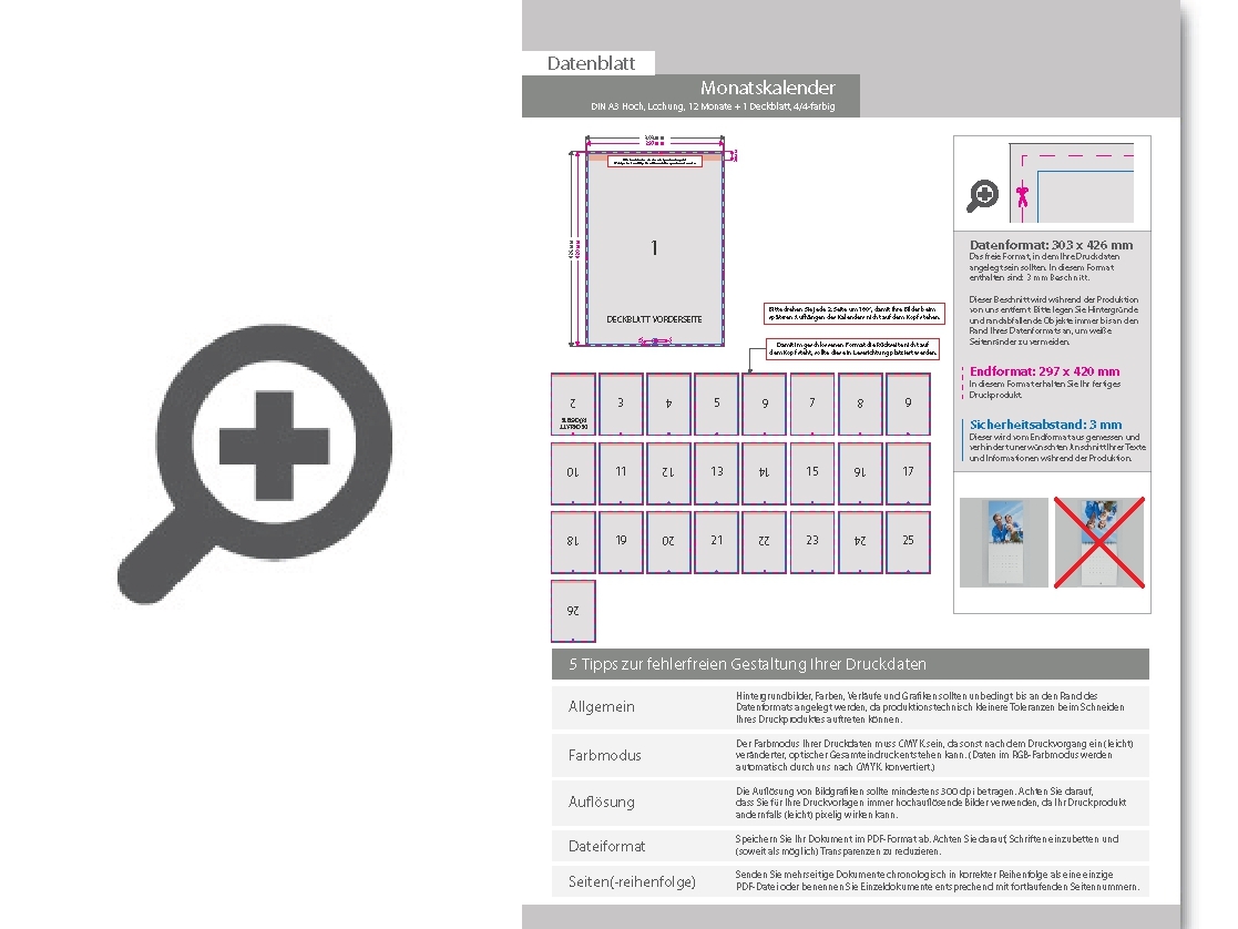 Product Bild monatskalender_mit_lochung_13_blatt_(12_monate_+_deckblatt)__beidseitig_bedruckt_4_4_farbig__din_a3_hoch_(297_x_420_mm)