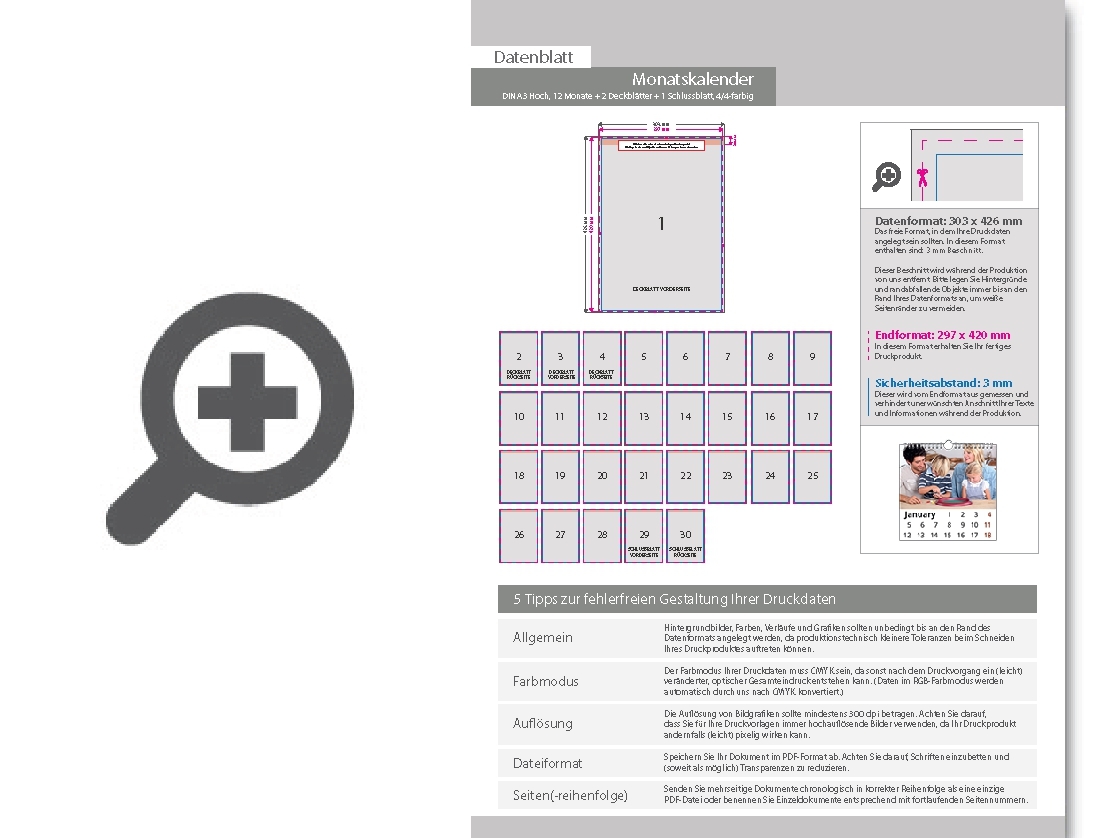 Product Bild monatskalender_15_blatt_(12_monate_+_2_deckbl__tter_+_1_schlussblatt)__beidseitig_bedruckt_4_4_farbig__din_a3_hoch_(297_x_420_mm)